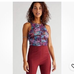 Free People Tell Me More Mesh Reversible Tank Top Purple Womens L